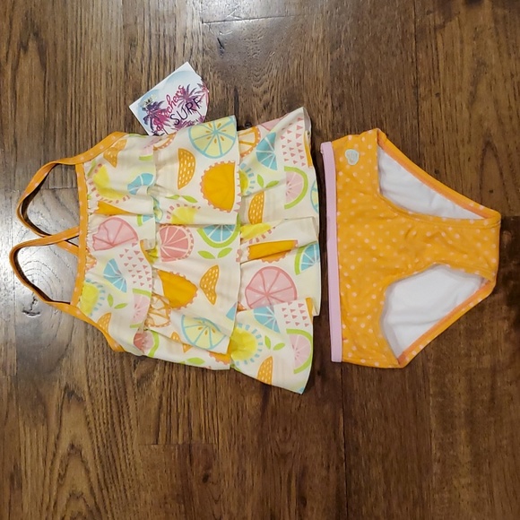 Girls Skechers citrus print 2 piece swimsuit size 18M - Picture 1 of 5